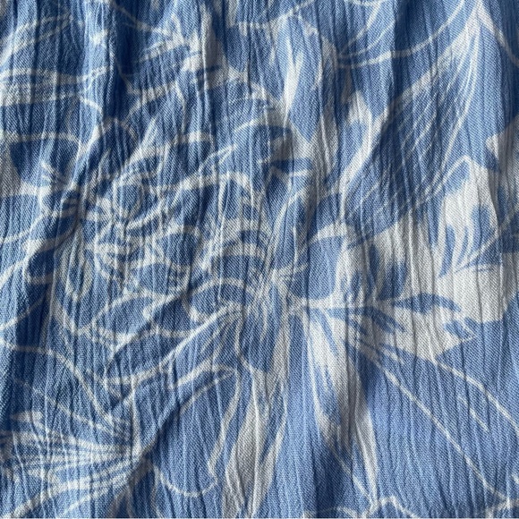 Roxy Crop Top Womens Large Midnight Magic Prairie Button Short Slv Blue Hawaiian - Picture 9 of 15